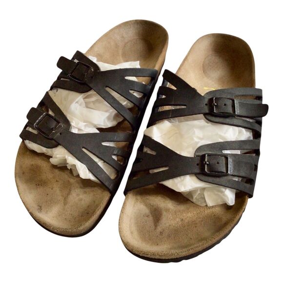 Black BIRKENSTOCK Granada Adjustable Buckle Slip On Sandal Sz 41 10 - Picture 1 of 11